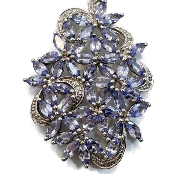 Tanzanite Pendant, Sterling Silver, Cluster, Designer, STS, Chuck Clemency - Picture 3 of 5